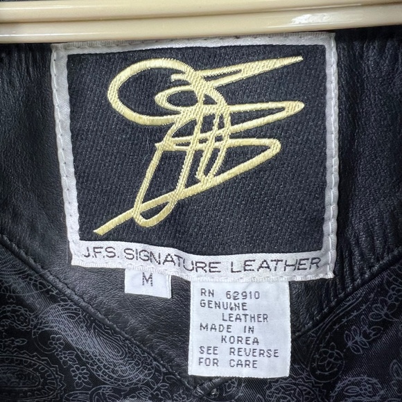 VINTAGE |•JFS SIGNATURE LEATHER•| 80s 90s Leather Thigh Length Jacket Medium - Picture 13 of 16